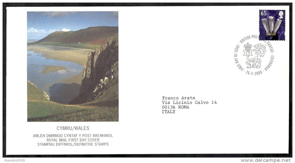 2000 GB FDC CYMRU WALES NEW DEFINITIVE STAMPS 25.4.2000  - 005 - 1991-00 Ediciones Decimales