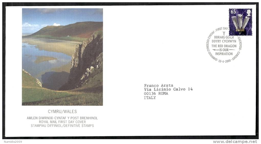 2000 GB FDC CYMRU WALES NEW DEFINITIVE STAMPS 25.4.2000  - 005-002 - 1991-2000 Em. Décimales