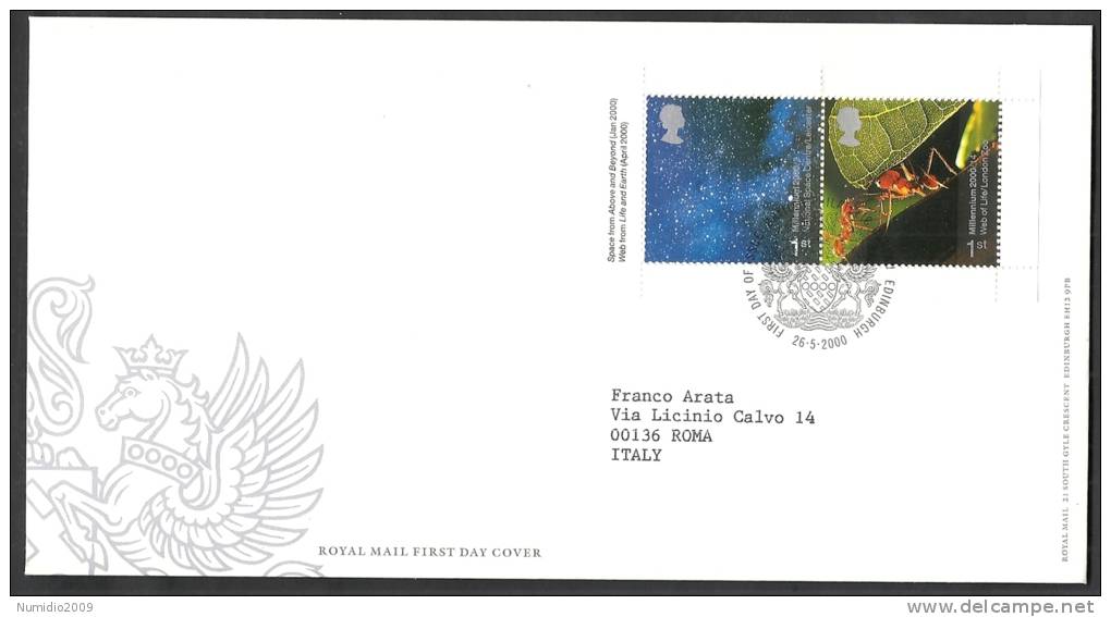 2000 GB FDC SPACE CENTER SHEET  - 005 - 1991-2000 Em. Décimales