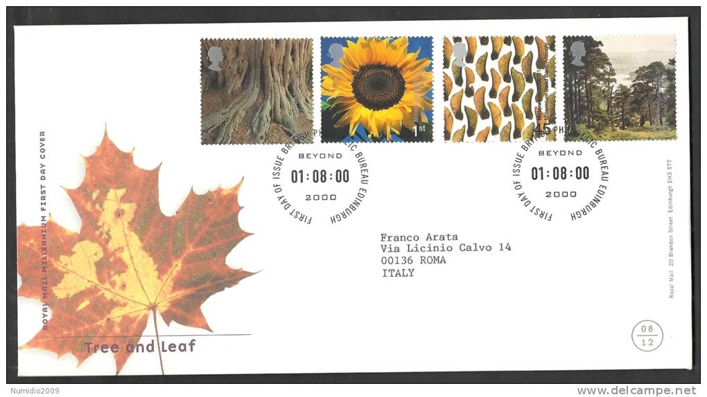 2000 GB FDC TREE AND LEAF  - 005 - 1991-00 Ediciones Decimales