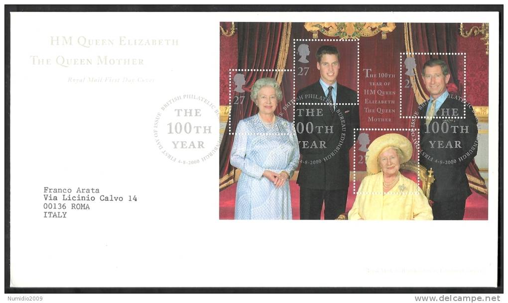 2000 GB FDC HM QUEEN ELIZABETH THE QUEEN MOTHER THE 100 TH YEAR  - 005 - 1991-2000 Em. Décimales