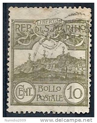 1925 SAN MARINO USATO VEDUTA 10 CENT - RR9246 - Oblitérés