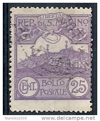 1925 SAN MARINO USATO VEDUTA 25 CENT - RR9246 - Oblitérés