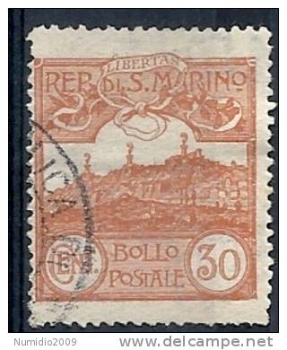 1925 SAN MARINO USATO VEDUTA 30 CENT - RR9246 - Oblitérés