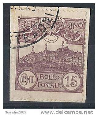 1925 SAN MARINO USATO VEDUTA 15 CENT - RR9247 - Used Stamps