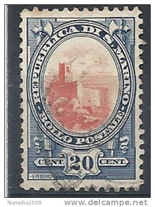 1929-35 SAN MARINO USATO VEDUTA 20 CENT - RR9249 - Used Stamps