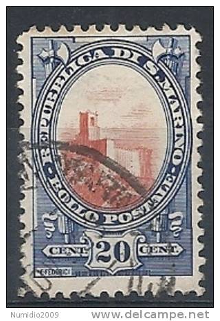 1929-35 SAN MARINO USATO VEDUTA 20 CENT - RR9249-3 - Oblitérés