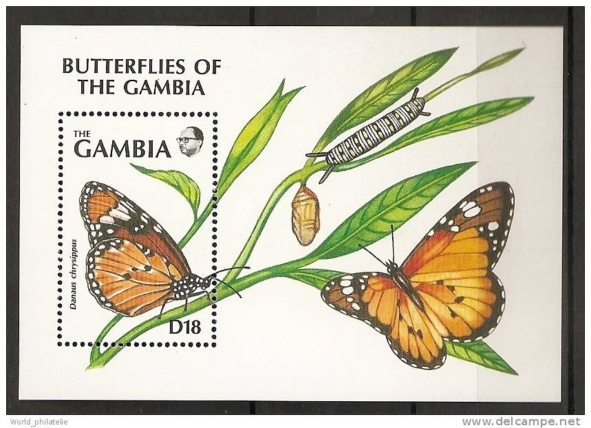 Gambie Gambia 1991 N° BF 108 ** Faune, Papillon, Danaus Chrysipppus - Gambie (1965-...)
