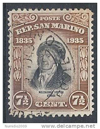 1935 SAN MARINO USATO MELCHIORRE DELFICO 7 1/2 CENT - RR9253 - Gebraucht