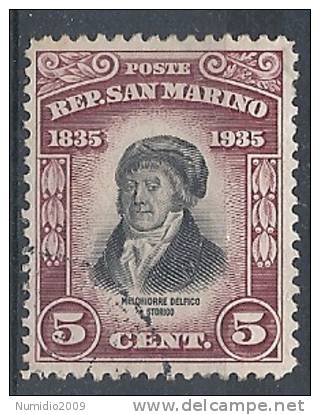 1935 SAN MARINO USATO MELCHIORRE DELFICO 5 CENT - RR9253-2 - Used Stamps