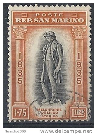 1935 SAN MARINO USATO MELCHIORRE DELFICO 1,75 LIRE - RR9254 - Oblitérés