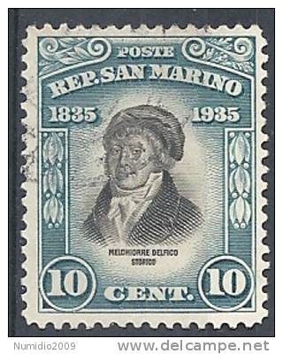 1935 SAN MARINO USATO MELCHIORRE DELFICO 10 CENT - RR9254-3 - Oblitérés