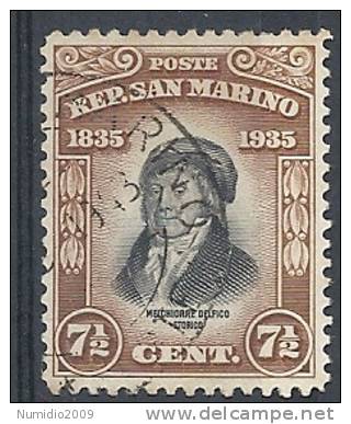 1935 SAN MARINO USATO MELCHIORRE DELFICO 7 1/2 CENT - RR9254-2 - Used Stamps