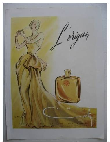 1950 Flacon PARFUM COTY  - Affiche Publicité Française Ancienne En Grande Page Couleur De L´ILLUSTRATION - Dessins