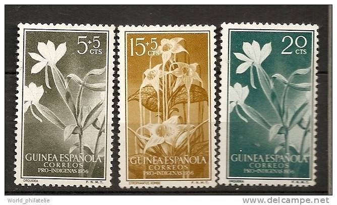 Guinée Espagnol 1956 N° 374 / 6 Iso ** Enfance Indigène, Fleurs, Orchidées, Strophantus - Spanish Guinea