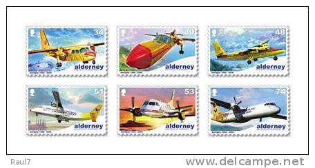 ALDERNEY 2008 // 40 ANS AIR AURIGNY, AVIONS DIVERS // MAGNIFIQUES TIMBRES NEUFS - Alderney