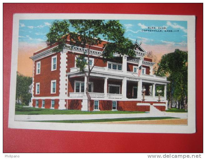 Coffeyville KS -- Elks Club --Vintage Wb    ==  ==== ==== Ref 317 - Sonstige & Ohne Zuordnung