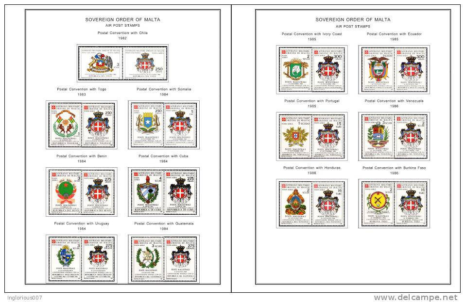 MALTA SOM STAMP ALBUM PAGES 1966-2008 (188 color pages)