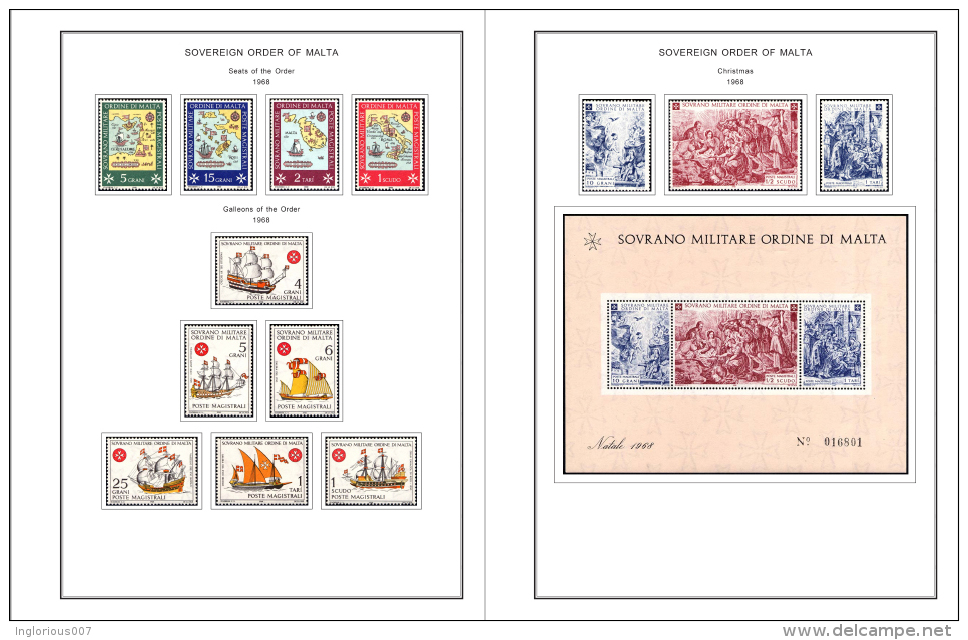 MALTA SOM STAMP ALBUM PAGES 1966-2008 (188 color pages)