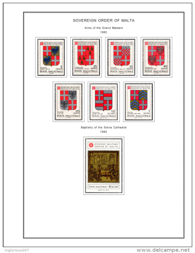 MALTA SOM STAMP ALBUM PAGES 1966-2008 (188 color pages)