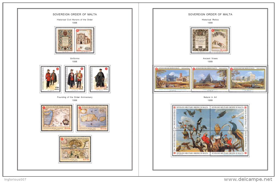 MALTA SOM STAMP ALBUM PAGES 1966-2008 (188 color pages)