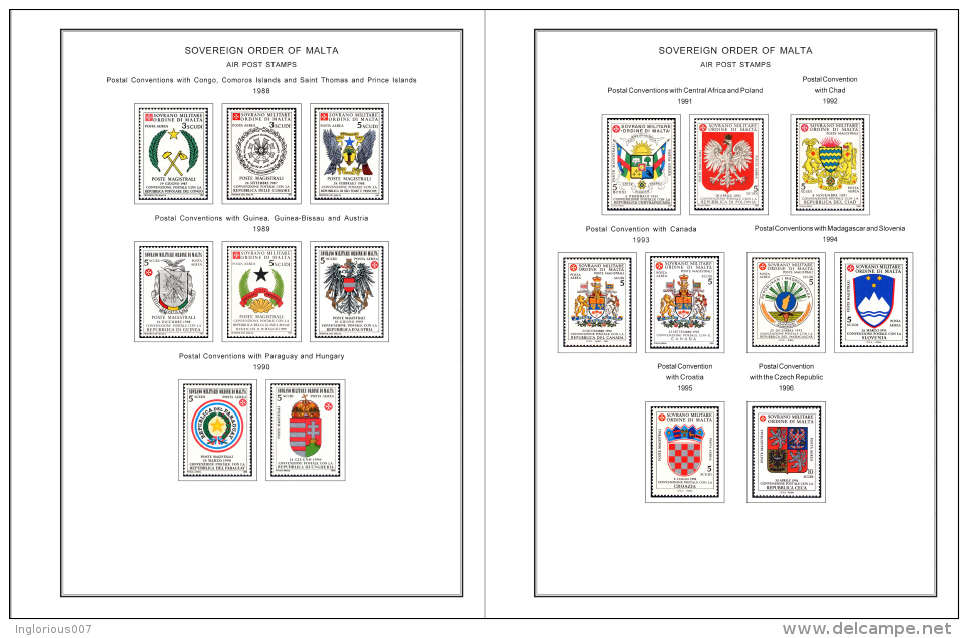 MALTA SOM STAMP ALBUM PAGES 1966-2008 (188 color pages)