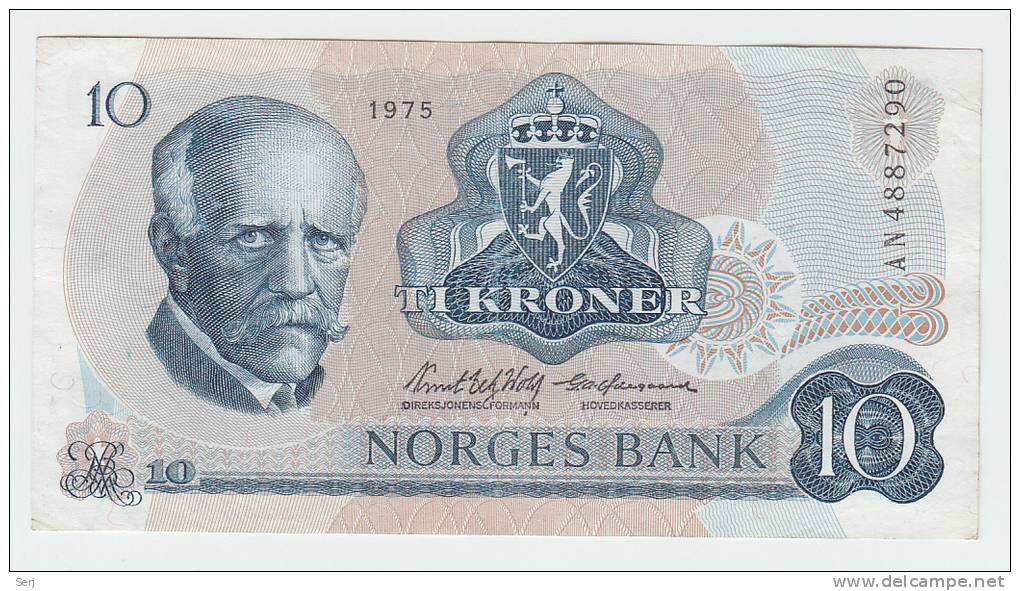 Norway 10 Kroner 1975 VF++ Banknote P 36b 36 B - Norvège