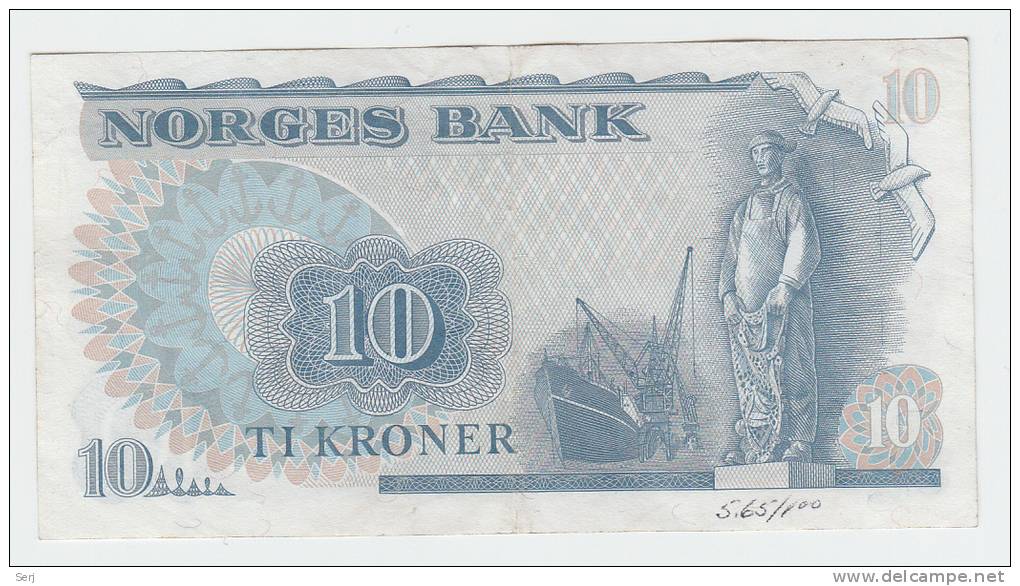 Norway 10 Kroner 1975 VF++ Banknote P 36b 36 B - Norwegen