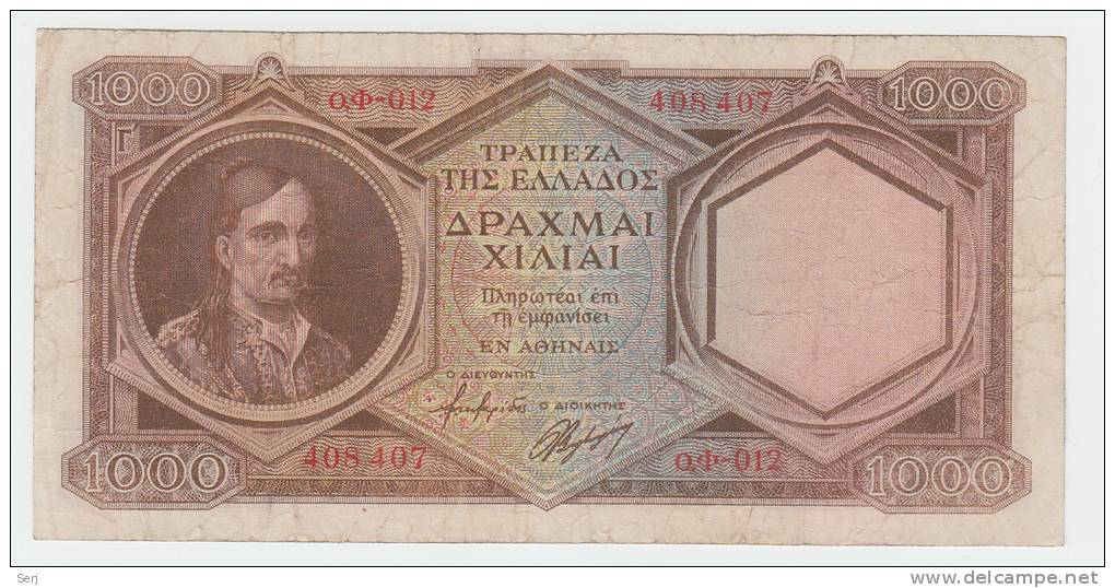 Greece 1000 Drachmai 1944 VF CRISP Banknote P 172 - Greece