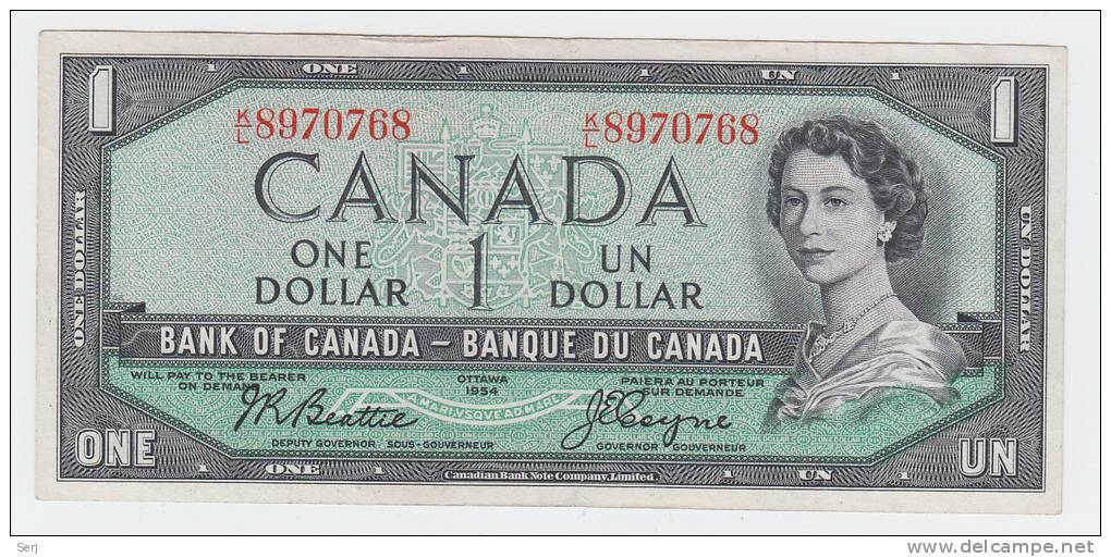 Canada 1 Dollar 1954 QEII VF P 74a 74 A - Canada