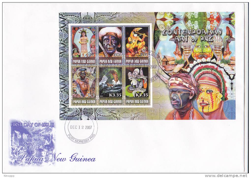 Papua New Guinea -2007 Contemporany Art Sheetlet FDC - Papouasie-Nouvelle-Guinée