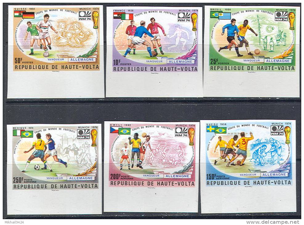 M0226 ✅ Sport Soccer Football WM Cup 1974 Upper Volta 6v+S/s MNH ** Imperf Imp - 1974 – Westdeutschland