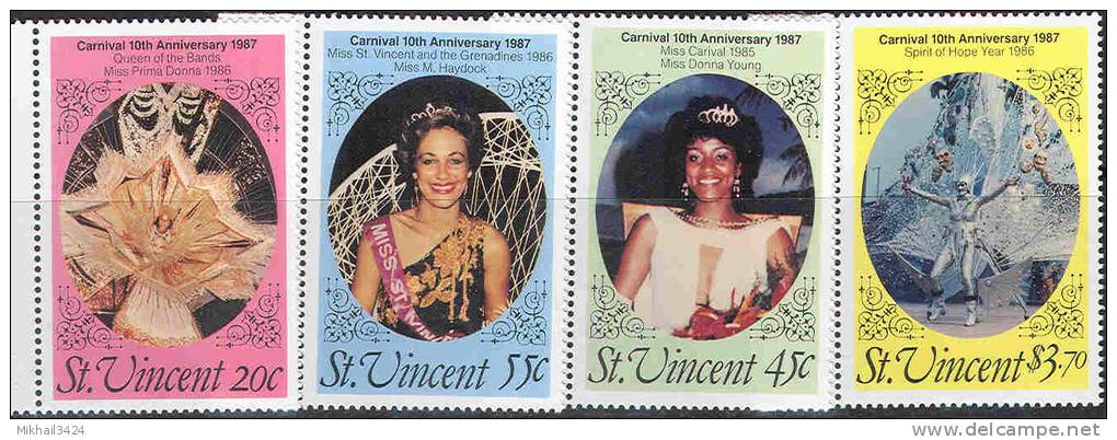 1473 ✅ Dance Carnaval 4v Set 1986 St.Vincent MNH ** 4,50ME - Carnaval