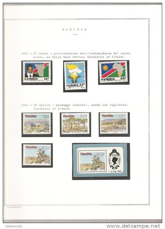 Namibia - Collezione Montata Su Fogli Artigianali Completa Dal 1990 Al 1996 - Mancanti 2 Serie Di Poco Valore - Namibia (1990- ...)