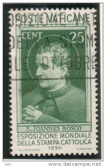 Vaticano - 25 Cent. Verde (used) - Esposizione Mondiale Della Stampa Cattolica - 1936 - Sass. 49 - Used Stamps