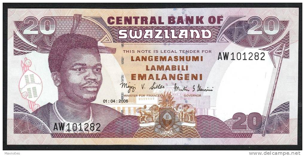 SWAZILAND :  20 Emalageni – 2006 - P30 -UNC - Swaziland