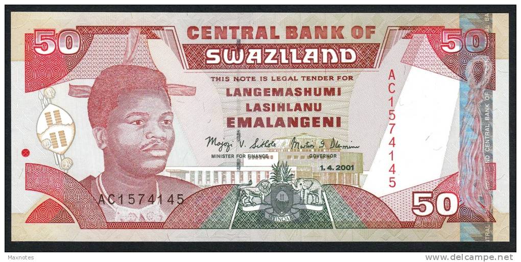 SWAZILAND :  50 Emalageni – 2001 - P31 -UNC - Swasiland