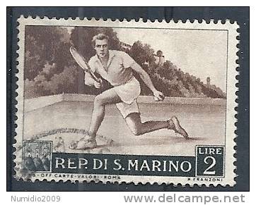 1953 SAN MARINO USATO PROPAGANDA SPORTIVA TENNIS 2 LIRE - RR9260 - Usados