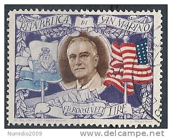 1947 SAN MARINO USATO ROOSEVELT 5 LIRE - RR9264 - Usados