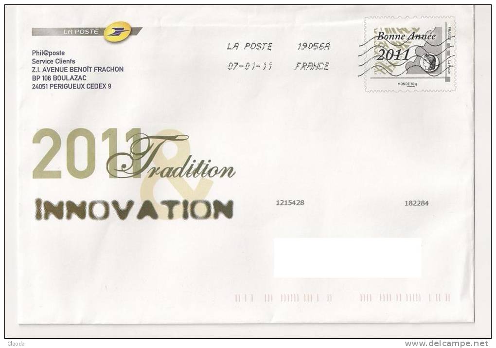 10553 - Entier Postal - LA POSTE - BONNE ANNEE 2011 - Prêts-à-poster:Stamped On Demand & Semi-official Overprinting (1995-...)