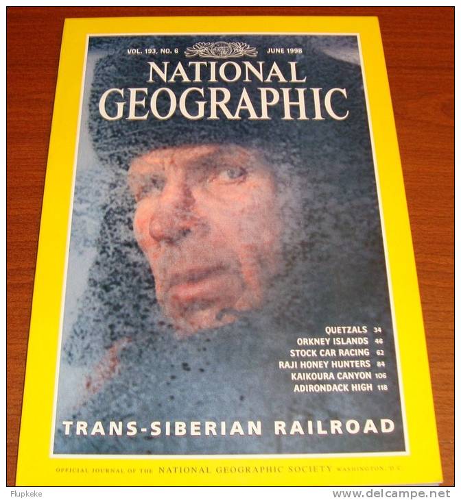National Geographic U.S. June 1998 Trans-Siberian Railroad Quetzals Orkney Islands Stock Car Racing Raji Honey Hunters - Viaggi/Esplorazioni