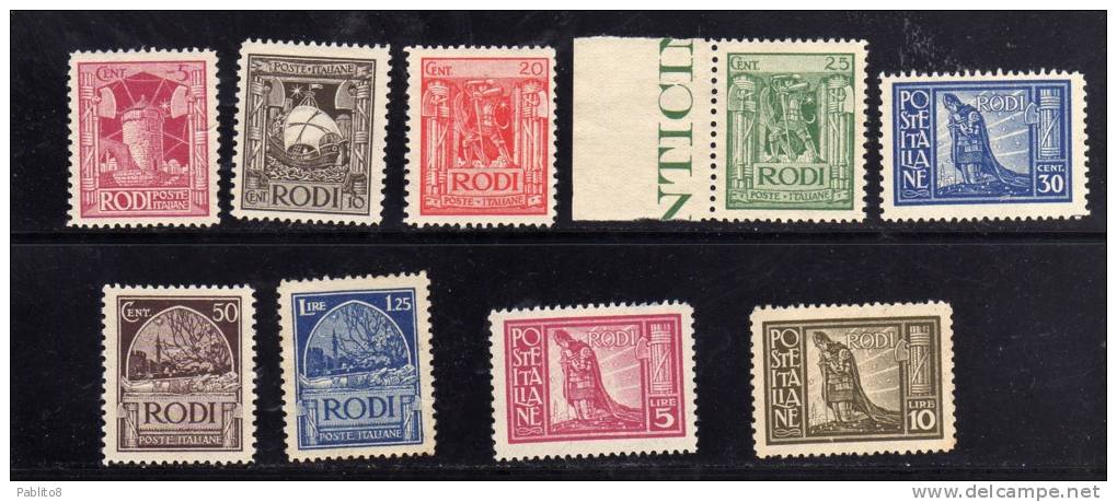 COLONIE ITALIANE EGEO 1929 PITTORICA SERIE COMPLETA MH DENT. 11 - Egée