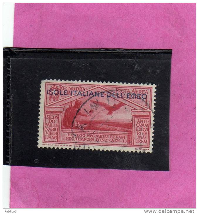 EGEO 1930 VIRGILIO POSTA AEREA AIR MAIL LIRE 1 LIRA USATO USED OBLITERE' - Egée