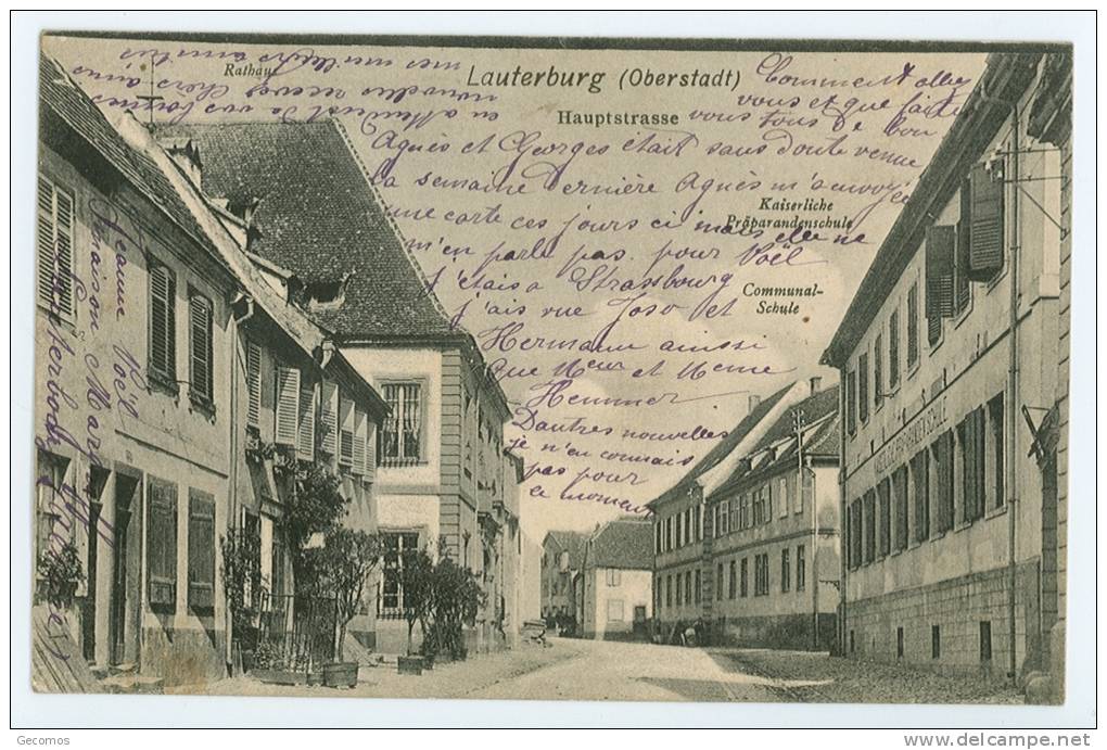 CPA 67- LAUTERBOURG-(Oberstadt)--Hauptstrasse-Kaiserliche,Communal Schule.. - Lauterbourg