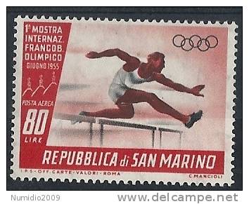 1955 SAN MARINO POSTA AEREA MOSTRA DEL FRANCOBOLLO 80 LIRE MH * - RR9278-3 - Luchtpost