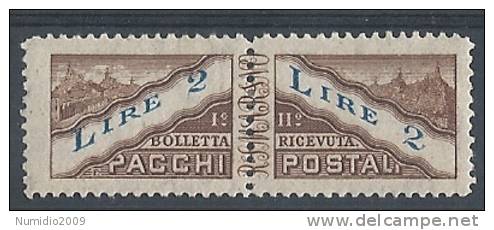 1945 SAN MARINO PACCHI POSTALI 2 LIRE MH * - RR9280 - Colis Postaux