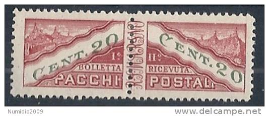 1946 SAN MARINO PACCHI POSTALI 20 CENT CARTA SOTTILE MH * - RR9281 - Paquetes Postales