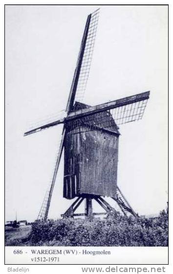 WAREGEM (W.Vl.) Molen/moulin - Blauwe Postkaart Ons Molenheem V.d. Gewezen Hoogmolen (verplaatst Naar Huise Bij Zingem) - Waregem