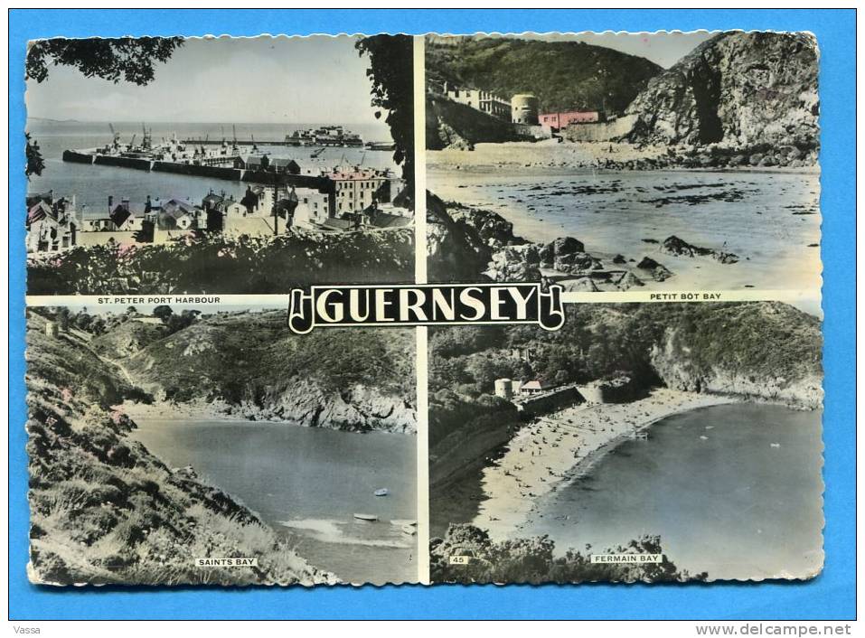 Franked In 1953. GUERNSEY.  4 Views PPC - Guernsey