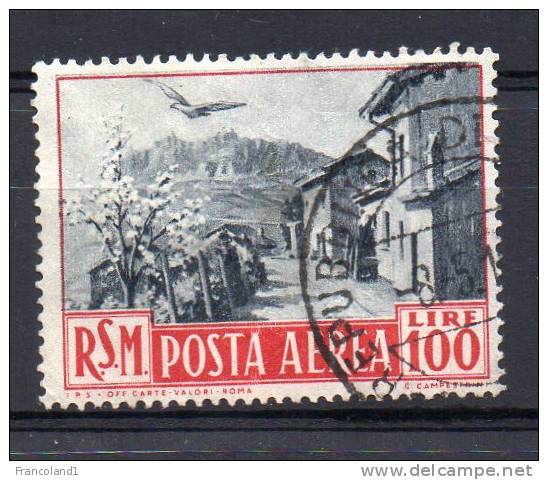 1950 San Marino Vedute A89 - 100 Lire Timbrato Used - Luftpost